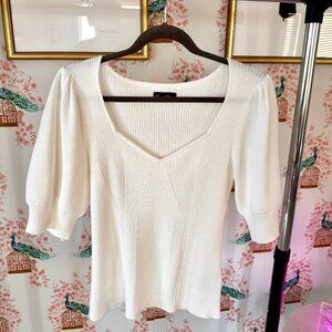 GAP Sweetheart Sweater Tee, White, Like New, Sz L